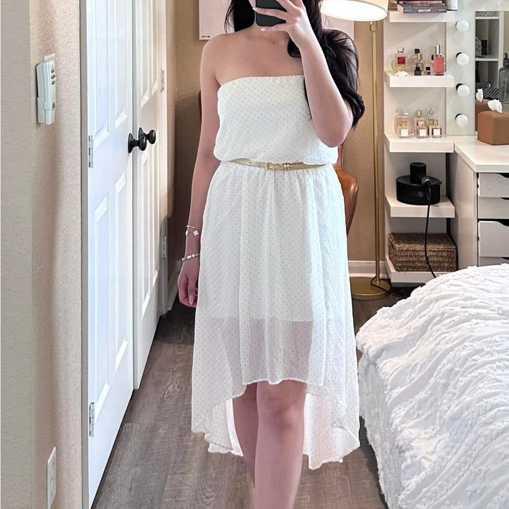 Elegant Strapless White Dress